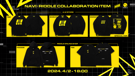 NAVI × RIDDLE コラボアパレルの取り扱いを開始